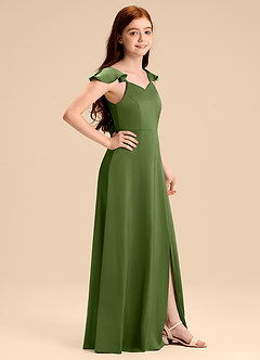 Azazie Everett Junior Juniper A-Line Bow Stretch Satin Dress image3