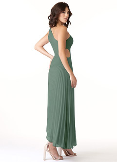 Azazie Kirra Jurken voor bruidsmeisjes Jurk van Chiffon met A-Lijn One-Shoulder Eucalyptus image4