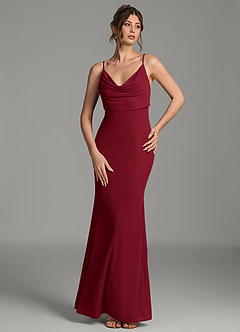 Azazie Zari Bridesmaid Dresses Burgundy Mermaid Pleated Mesh Dress image4