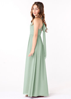 Azazie Jaylah Junior Agave A-Line Ruched Chiffon Dress image3
