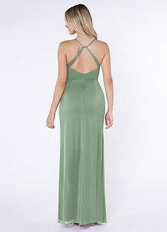 Azazie Kalea Final Sale Dusty Blue Mermaid Pleated Mesh Dress image2