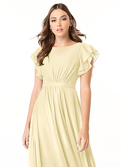 Azazie Daphne Modest Bridesmaid Dresses A-Line Ruffled Chiffon Floor-Length Dress image4
