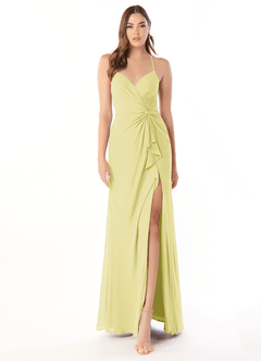 Azazie Aribella Final Sale Dusty Blue Sheath Ruched Chiffon Dress image1