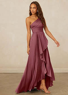 Christian Siriano Bridal for Azazie 1008 Bridesmaid Dresses Desert Rose A-Line One Shoulder Stretch Satin Dress image4