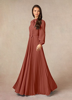 Azazie Adellah Mother of the Bride Dresses Auburn A-Line Pleated Chiffon Dress image2