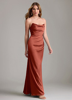 Azazie Lucille Bridesmaid Dresses Terracotta Mermaid Strapless Stretch Satin Convertible Dress image4