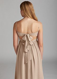 Azazie Zeya Junior Taupe A-Line Chiffon Dress image2