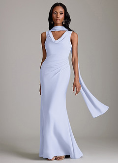 Azazie Linelle Robes de demoiselle d'honneur Robe Sirène en Mousseline de soie Plissée Lavande image1