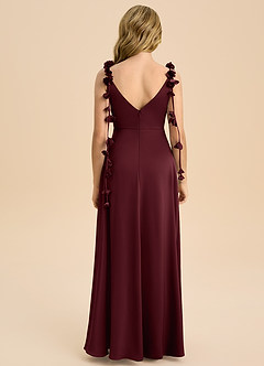 Azazie Gumdrop Junior Cabernet Empire Pleated Stretch Satin Dress image7