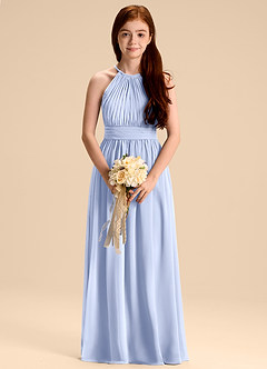 Azazie Malone Junior A-Linie Plissee Chiffon Kleid Eis image3