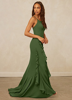 Christian Siriano Bridal for Azazie 1006 Bridesmaid Dresses Olive Mermaid Ruched Chiffon Dress image5