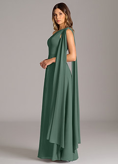Azazie Tella Bridesmaid Dresses Sea Moss A-Line One Shoulder Chiffon Dress image5