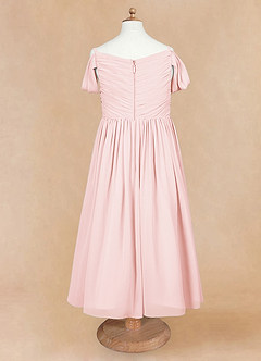 Azazie Chelle Flower Girl Dresses Blushing Pink A-Line Pleated Chiffon Dress image7