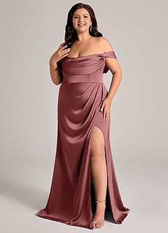 Azazie Johana Brudtärnklänningar Klä av Sjöjungfru i Stretch Satin Av axeln Ametist Konvertibel image8