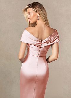 Azazie Ludlow vestidos de madre de la novia Vestido de Rosa Rubor de Satén Elástico de Sirena con Plisado image5