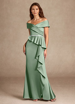Azazie Dareia vestidos de madre de la novia Vestido de Matcha de Satén Elástico de Sirena con Vestidos sin tirantes image6