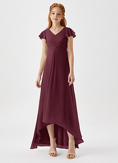 Azazie Breanne Junior Vestido de Cabernet de Gasa de Corte En A image4