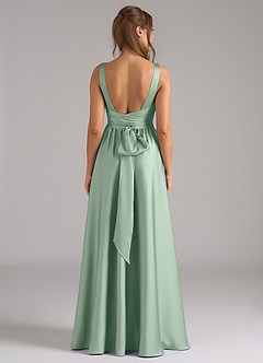 Azazie Kora Robes de demoiselle d'honneur Robe Trapèze en Satin extensible Plissée Agave image5