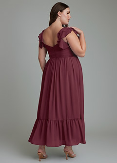 Azazie Anaya Abiti da Damigella Abito A-Line in Chiffon Scollo a Cuore Cabernet image13