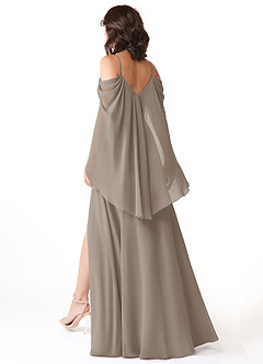 Azazie Cienna Jurken voor bruidsmeisjes Jurk van Chiffon met A-Lijn Off the Shoulder Taupe image5