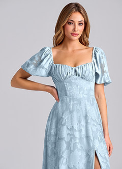 Azazie Mirian Brudtärnklänningar Klä av A-Linje i Blommig Utbrändhet Älskling Halsringning Himmelsblå image7