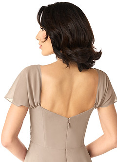 Azazie Tancie Bridesmaid Dresses Taupe A-Line Off the Shoulder Chiffon Convertible Dress image5