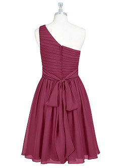 Azazie Katrina Bridesmaid Dresses Mulberry A-Line One Shoulder Chiffon Dress image7
