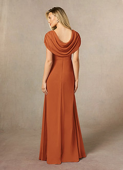 Azazie Mary Vestidos para mãe da noiva Vestir Canela de Chiffon de Linha A com Fenda Lateral image3