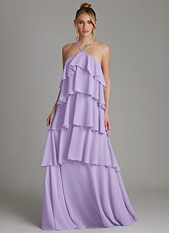 Azazie Deena Bridesmaid Dresses Lilac A-Line Ruched Chiffon Dress image4