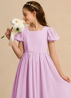 Azazie Lilia Girl Flower Girl Dresses Candy Pink A-Line with Sleeves Chiffon Dress image5