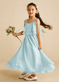 Azazie Temi Flower Girl Dresses Mist A-Line Spaghetti Strap Chiffon Dress image2