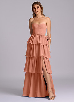 Azazie Faye Vestidos de damas de honor Vestido de Mai Tai de Gasa de Corte en A con Escote de Corazón image4