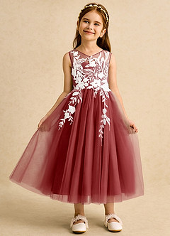 Azazie Sundae Flower Girl Dresses Rust Ball-Gown Lace Dress image6