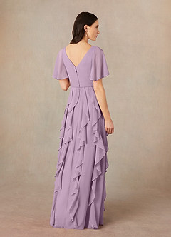 Azazie Watson Final Sale Wisteria A-Line V-Neck Chiffon Dress image4