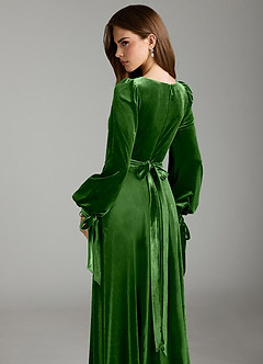 Azazie Leonia Bridesmaid Dresses Ivy A-Line Long Sleeve Velvet Dress image2