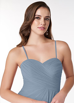Azazie Arabella Allure Abiti da Damigella Abito Convertibile A-Line in Chiffon Scollo a Cuore Blu Polveroso image6