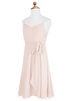 Azazie Doll Junior Rose Petal A-Line Bow Chiffon Dress image7