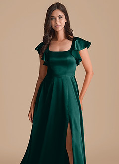 Azazie Bondi Bridesmaid Dresses Pine A-Line Bow Metallic Satin Dress image6