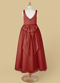 Azazie Marybell Blumenmädchenkleider A-Linie Schleifen Tüll Kleid Terrakotta image10