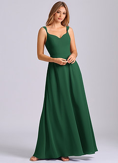 Azazie Beatrice Bridesmaid Dresses Dark Green A-Line Sweetheart Neckline Chiffon Dress image4