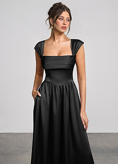 Odette Black Luminous Satin Maxi Dress image7