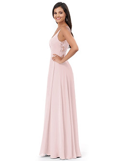 Azazie Lennon Bridesmaid Dresses A-Line Lace Chiffon Floor-Length Dress image2