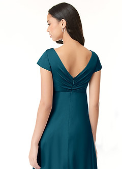 Azazie Allessia Maternity Bridesmaid Dresses A-Line Pleated Stretch Satin Floor-Length Dress image7