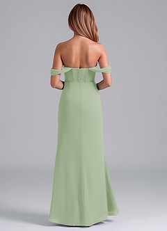 Azazie Asha Bridesmaid Dresses Dusty Sage Sheath Off the Shoulder Chiffon Convertible Dress image5
