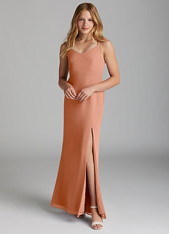 Azazie Becca Junior Champagne Rose Mermaid Chiffon Dress image1