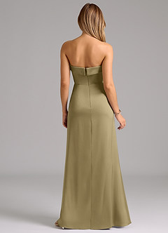 Azazie Aretha Robes de demoiselle d'honneur Robe Trapèze Convertible en Satin extensible Sans bretelle Vert Mousse image7