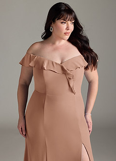 Azazie Sophie Bridesmaid Dresses Champagne Rose A-Line Off the Shoulder Chiffon Convertible Dress image11