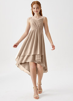 Azazie Mariam Junior Linia A Pofałdowany Szyfon Asymetryczny Młodsza druhna Sukienka image3