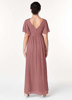 Azazie Temeka Junior Desert Rose A-Line Pleated Chiffon Dress image2