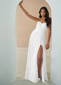 Azazie Billie Wedding Dresses A-Line Lace Floor-Length Dress image3